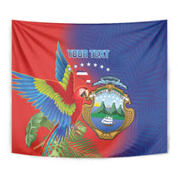 Personalized Costa Rica Independence Day Tapestry Scarlet Macaw Parrot With Coat Of Arms - Wonder Print Shop