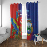 Personalized Costa Rica Independence Day Window Curtain Scarlet Macaw Parrot With Coat Of Arms - Wonder Print Shop