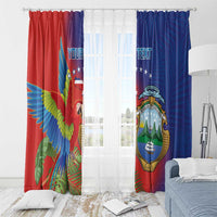 Personalized Costa Rica Independence Day Window Curtain Scarlet Macaw Parrot With Coat Of Arms - Wonder Print Shop