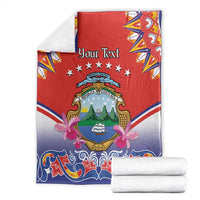 Personalized Costa Rica Independence Day Blanket Guaria Morada With Folk Pattern