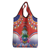 Personalized Costa Rica Independence Day Grocery Bag Guaria Morada With Folk Pattern