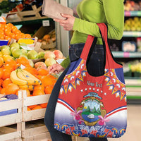 Personalized Costa Rica Independence Day Grocery Bag Guaria Morada With Folk Pattern