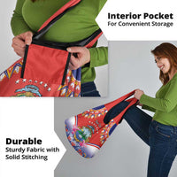 Personalized Costa Rica Independence Day Grocery Bag Guaria Morada With Folk Pattern