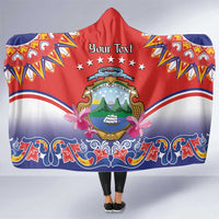 Personalized Costa Rica Independence Day Hooded Blanket Guaria Morada With Folk Pattern