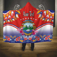 Personalized Costa Rica Independence Day Hooded Blanket Guaria Morada With Folk Pattern