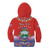 Personalized Costa Rica Independence Day Kid Hoodie Guaria Morada With Folk Pattern - Wonder Print Shop