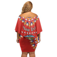 Personalized Costa Rica Independence Day Off Shoulder Short Dress Guaria Morada With Folk Pattern - Wonder Print Shop