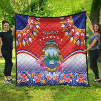 Personalized Costa Rica Independence Day Quilt Guaria Morada With Folk Pattern - Wonder Print Shop