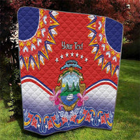 Personalized Costa Rica Independence Day Quilt Guaria Morada With Folk Pattern - Wonder Print Shop