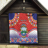 Personalized Costa Rica Independence Day Quilt Guaria Morada With Folk Pattern - Wonder Print Shop