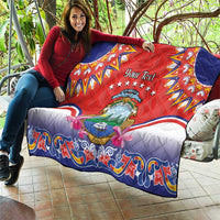 Personalized Costa Rica Independence Day Quilt Guaria Morada With Folk Pattern - Wonder Print Shop