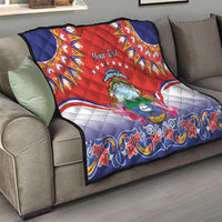 Personalized Costa Rica Independence Day Quilt Guaria Morada With Folk Pattern - Wonder Print Shop