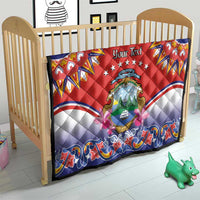 Personalized Costa Rica Independence Day Quilt Guaria Morada With Folk Pattern - Wonder Print Shop