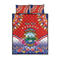 Personalized Costa Rica Independence Day Quilt Bed Set Guaria Morada With Folk Pattern - Wonder Print Shop