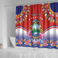 Personalized Costa Rica Independence Day Shower Curtain Guaria Morada With Folk Pattern
