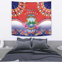 Personalized Costa Rica Independence Day Tapestry Guaria Morada With Folk Pattern - Wonder Print Shop