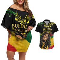 Legend Bob Buffalo Soldier Couples Matching Off Shoulder Short Dress and Hawaiian Shirt American Heroes Reggae Style - Wonder Print Shop