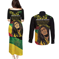 Legend Bob Buffalo Soldier Couples Matching Puletasi and Long Sleeve Button Shirt American Heroes Reggae Style - Wonder Print Shop