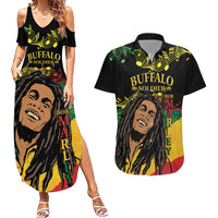Legend Bob Buffalo Soldier Couples Matching Summer Maxi Dress and Hawaiian Shirt American Heroes Reggae Style - Wonder Print Shop