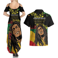 Legend Bob Buffalo Soldier Couples Matching Summer Maxi Dress and Hawaiian Shirt American Heroes Reggae Style - Wonder Print Shop