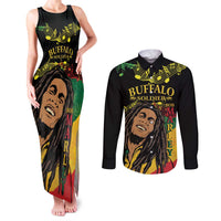 Legend Bob Buffalo Soldier Couples Matching Tank Maxi Dress and Long Sleeve Button Shirt American Heroes Reggae Style - Wonder Print Shop