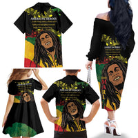 Legend Bob Buffalo Soldier Family Matching Off The Shoulder Long Sleeve Dress and Hawaiian Shirt American Heroes Reggae Style - Wonder Print Shop