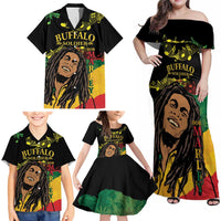 Legend Bob Buffalo Soldier Family Matching Off Shoulder Maxi Dress and Hawaiian Shirt American Heroes Reggae Style - Wonder Print Shop