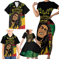 Legend Bob Buffalo Soldier Family Matching Short Sleeve Bodycon Dress and Hawaiian Shirt American Heroes Reggae Style - Wonder Print Shop