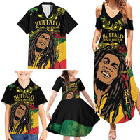 Legend Bob Buffalo Soldier Family Matching Summer Maxi Dress and Hawaiian Shirt American Heroes Reggae Style - Wonder Print Shop