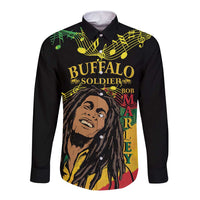 Legend Bob Buffalo Soldier Long Sleeve Button Shirt American Heroes Reggae Style - Wonder Print Shop