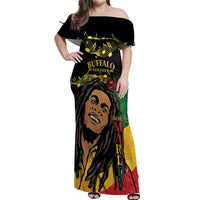 Legend Bob Buffalo Soldier Off Shoulder Maxi Dress American Heroes Reggae Style - Wonder Print Shop