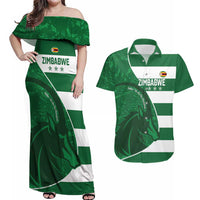 Zimbabwe Rugby Custom Couples Matching Off Shoulder Maxi Dress and Hawaiian Shirt Sables 3rd Champions Proud - Wonder Print Shop