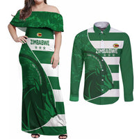 Zimbabwe Rugby Custom Couples Matching Off Shoulder Maxi Dress and Long Sleeve Button Shirt Sables 3rd Champions Proud - Wonder Print Shop