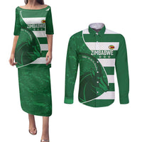 Zimbabwe Rugby Custom Couples Matching Puletasi and Long Sleeve Button Shirt Sables 3rd Champions Proud - Wonder Print Shop