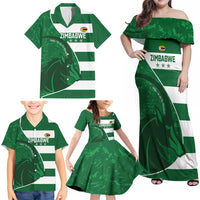 Zimbabwe Rugby Custom Family Matching Off Shoulder Maxi Dress and Hawaiian Shirt Sables 3rd Champions Proud - Wonder Print Shop