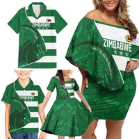 Zimbabwe Rugby Custom Family Matching Off Shoulder Short Dress and Hawaiian Shirt Sables 3rd Champions Proud - Wonder Print Shop