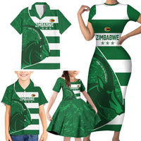 Zimbabwe Rugby Custom Family Matching Short Sleeve Bodycon Dress and Hawaiian Shirt Sables 3rd Champions Proud - Wonder Print Shop