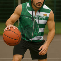 Zimbabwe Rugby Custom Sleeveless Zip Hoodie Sables 3rd Champions Proud - Wonder Print Shop