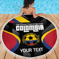 Custom Colombia Football Beach Blanket Vamos Las Chicas Superpoderosas - Wonder Print Shop