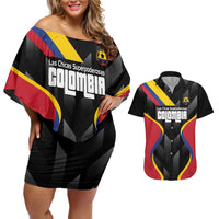 Custom Colombia Football Couples Matching Off Shoulder Short Dress and Hawaiian Shirt Vamos Las Chicas Superpoderosas - Wonder Print Shop