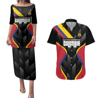 Custom Colombia Football Couples Matching Puletasi and Hawaiian Shirt Vamos Las Chicas Superpoderosas - Wonder Print Shop