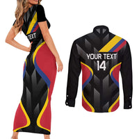 Custom Colombia Football Couples Matching Short Sleeve Bodycon Dress and Long Sleeve Button Shirt Vamos Las Chicas Superpoderosas - Wonder Print Shop
