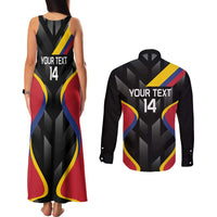 Custom Colombia Football Couples Matching Tank Maxi Dress and Long Sleeve Button Shirt Vamos Las Chicas Superpoderosas - Wonder Print Shop