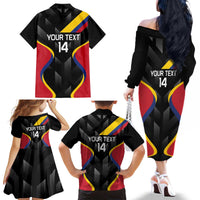 Custom Colombia Football Family Matching Off The Shoulder Long Sleeve Dress and Hawaiian Shirt Vamos Las Chicas Superpoderosas - Wonder Print Shop