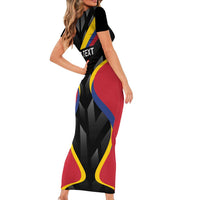 Custom Colombia Football Family Matching Short Sleeve Bodycon Dress and Hawaiian Shirt Vamos Las Chicas Superpoderosas - Wonder Print Shop