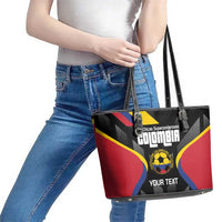 Custom Colombia Football Leather Tote Bag Vamos Las Chicas Superpoderosas - Wonder Print Shop