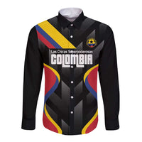 Custom Colombia Football Long Sleeve Button Shirt Vamos Las Chicas Superpoderosas - Wonder Print Shop