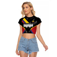 Custom Colombia Football Raglan Cropped T Shirt Vamos Las Chicas Superpoderosas - Wonder Print Shop