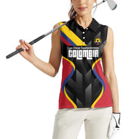 Custom Colombia Football Women Sleeveless Polo Shirt Vamos Las Chicas Superpoderosas - Wonder Print Shop