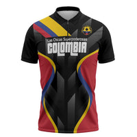 Custom Colombia Football Zipper Polo Shirt Vamos Las Chicas Superpoderosas - Wonder Print Shop